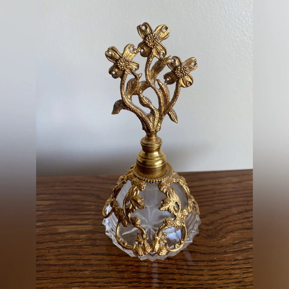 Vintage Gold Floral Perfume Bottle - Picture 5 of 6